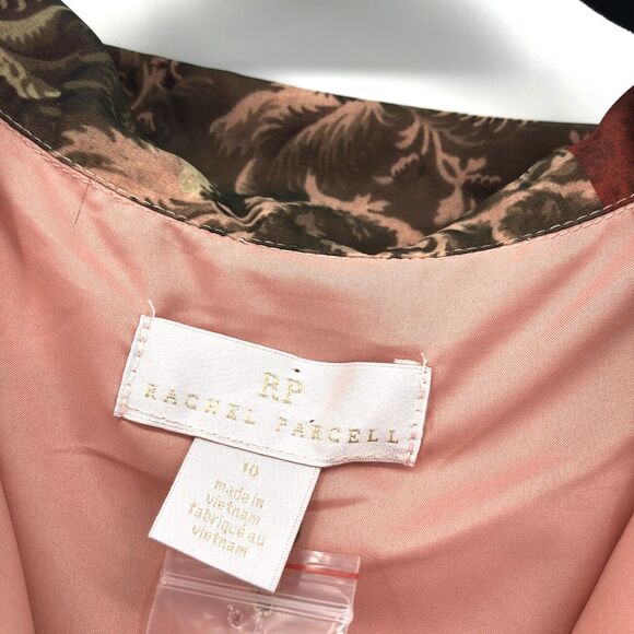 NEW Rachel Parcell Floral Chiffon Midi Dress Womens 10 Bow Neck Puff Long Sleeve - Picture 9 of 11